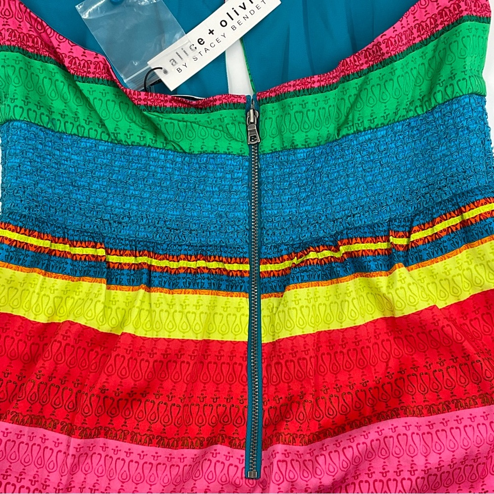 Alice + Olivia NWT Lyndon Multicolor Cabo Stripe Maxi Dress Halter Cut Out Flowy - Picture 12 of 16